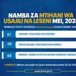 NAMBA ZA MTIHANI WA USAJILI NA LESENI MEI, 2025